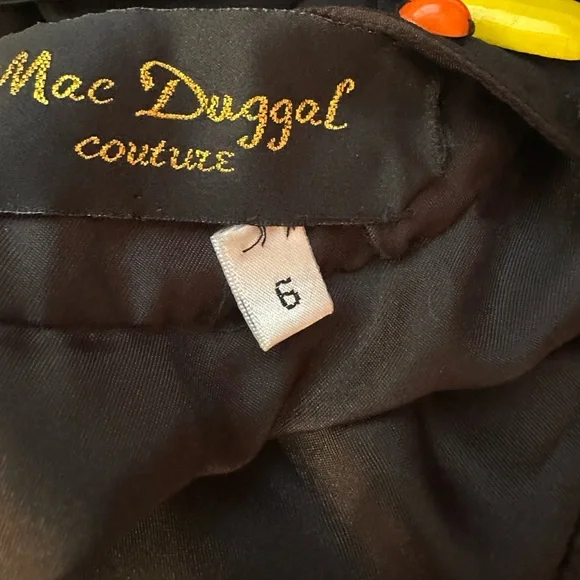 MAC DUGGAL COUTURE ~ Black Chiffon Dress with Colorful Hand Sewn Beading size 6